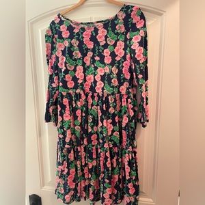 Lilly Pulitzer Geanna 3/4 sleeve floral tiered dress. Like new! EUC